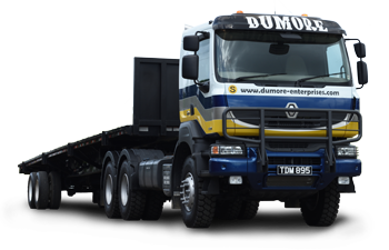 Dumore truck with black trailer